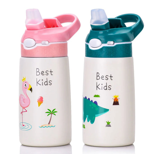 400ml Kids 316 Stainless Steel Thermos Bottle with Straw