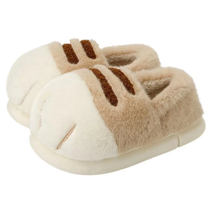 Cute Kitty Claw Furry Slippers for Women Warm Non Slip Home Shoes