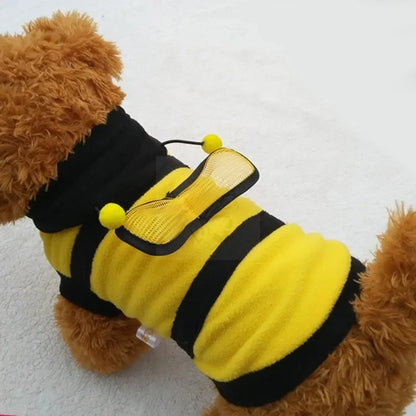 Bee Costume Fleece Hoodie for Dogs & Cats Halloween Pet Sweater