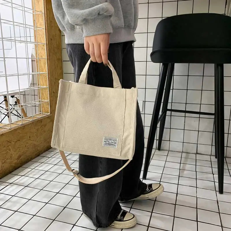 Women’s Corduroy Square Crossbody Tote Bag Travel Handbag