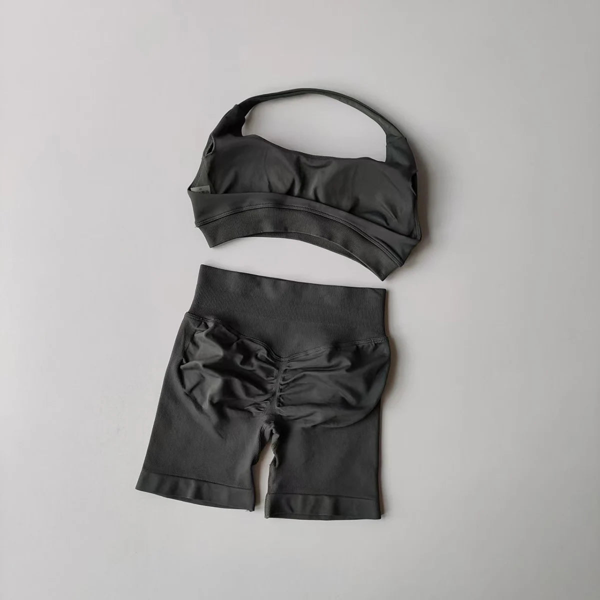 Women's 2 Piece Seamless Halter Sports Bra and Shorts Set