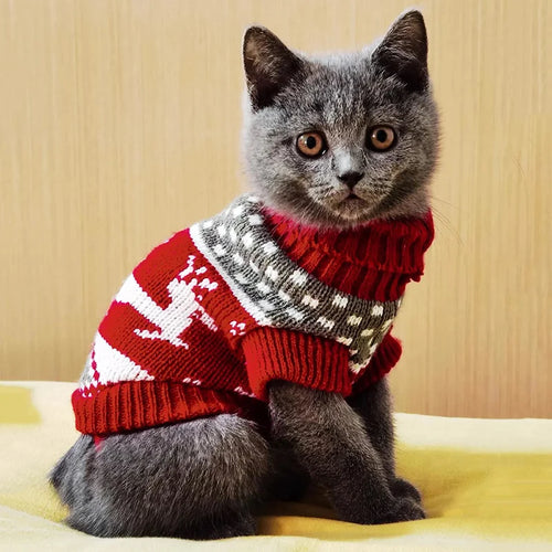 Cute Warm Cat Sweater Pullover for Winter Pet Clothing