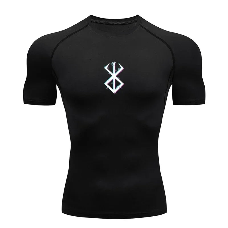 Men's Quick Dry Printed Compression Workout T Shirt