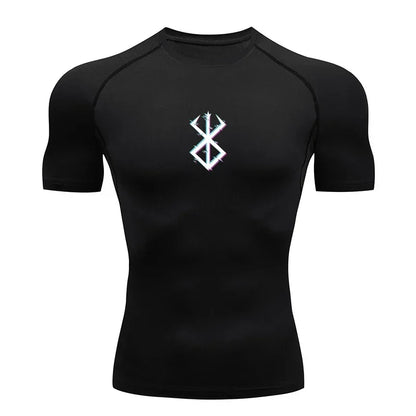 Men's Quick Dry Printed Compression Workout T Shirt