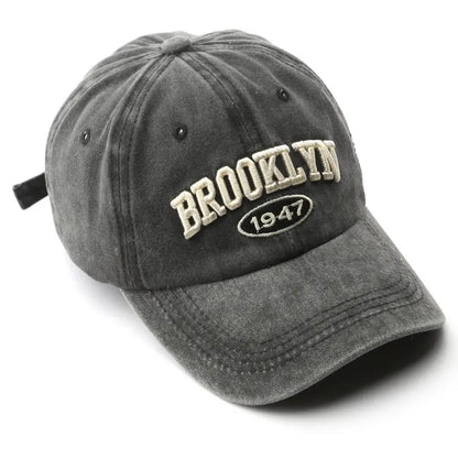 Unisex Washed Distressed Letter Embroidered Baseball Cap