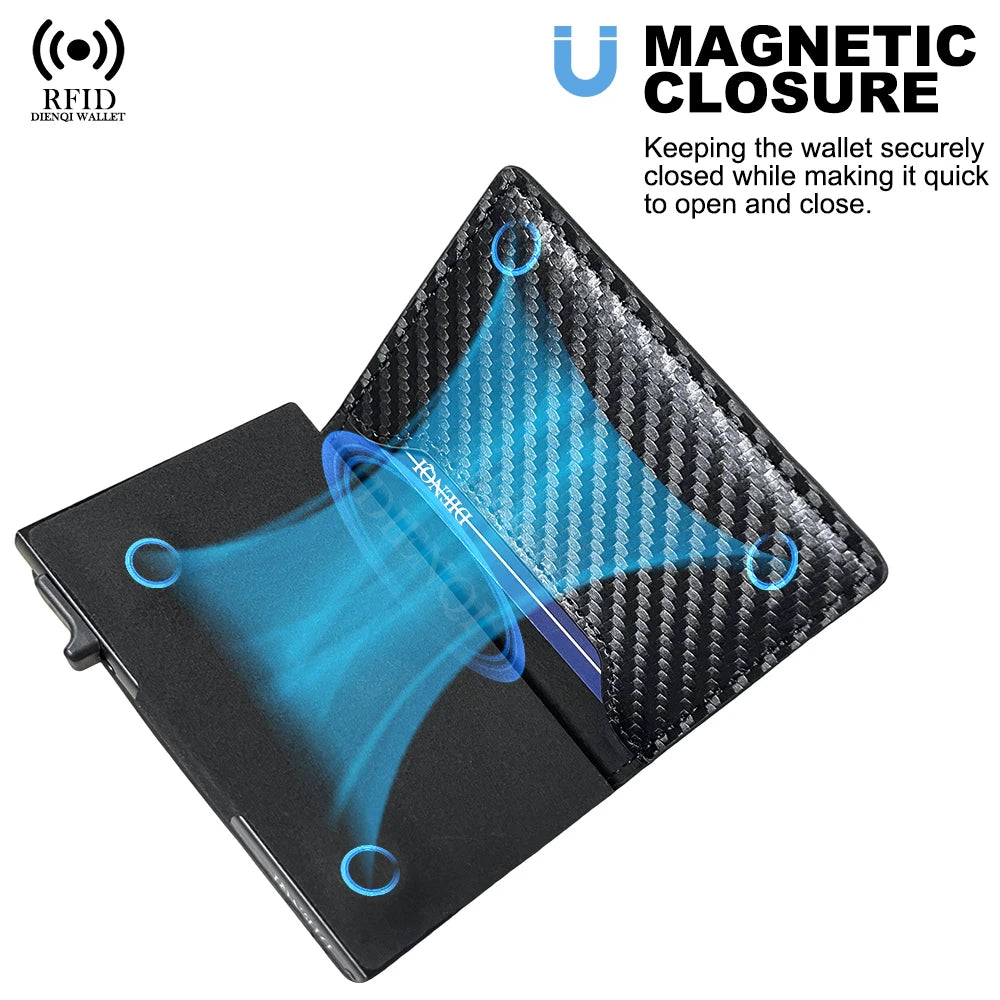 Men’s RFID Leather Card Holder Wallet with Magnetic Coin Purse