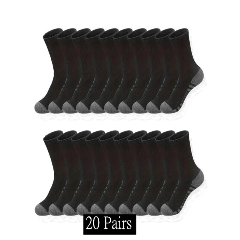 10 to 30 Pairs Men's Breathable Sports Crew Socks