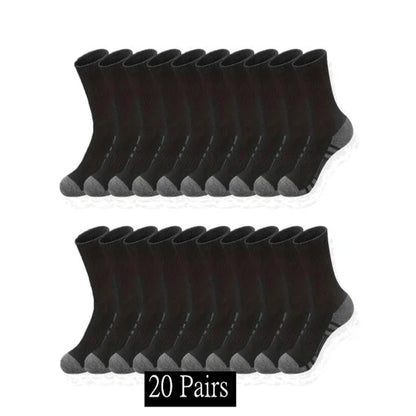 10 to 30 Pairs Men's Breathable Sports Crew Socks