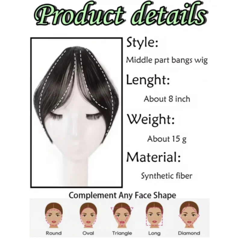 Women's Clip In Natural Middle Part Bangs Hair Extension