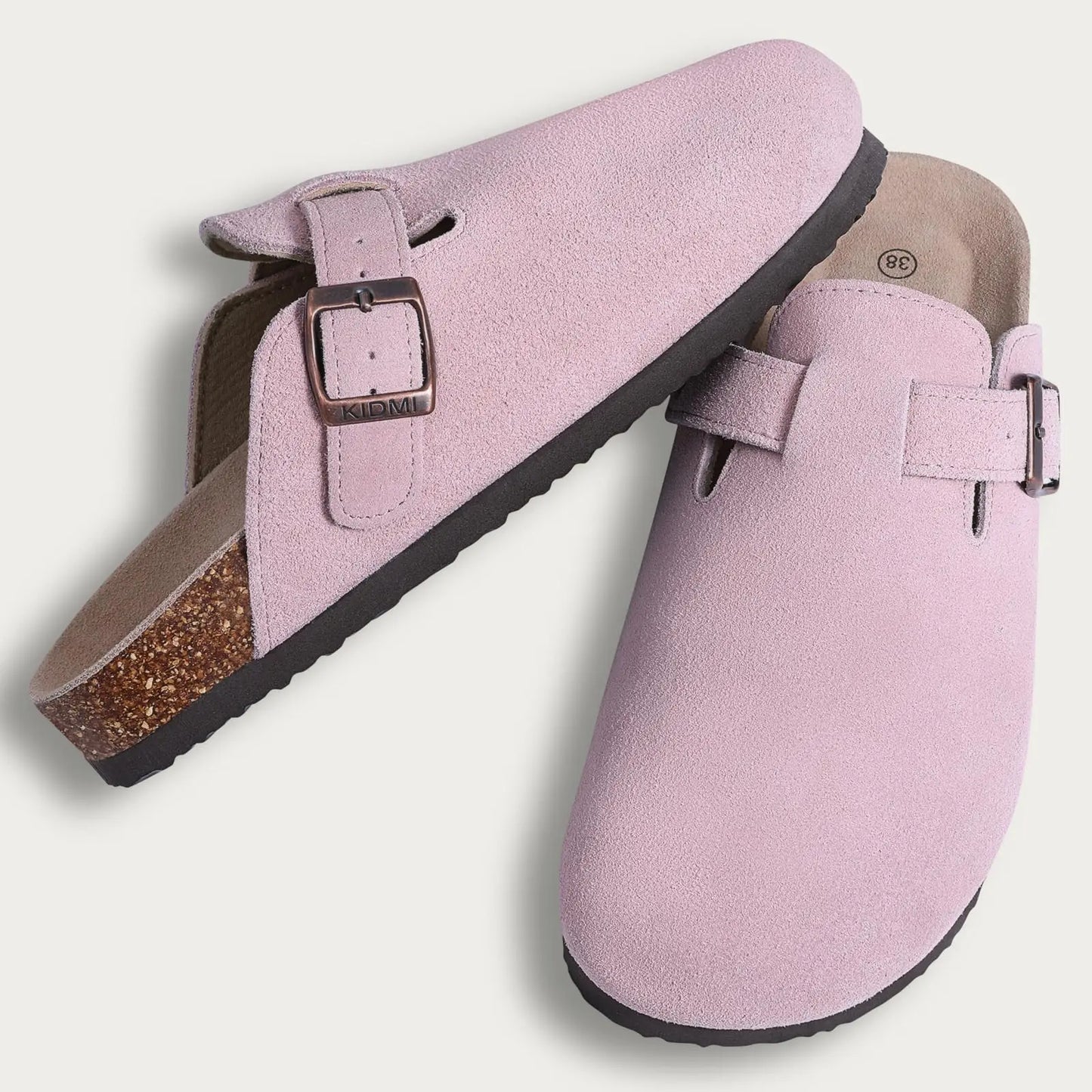 Litfun Women's Cork Suede Clog Mules with Arch Support