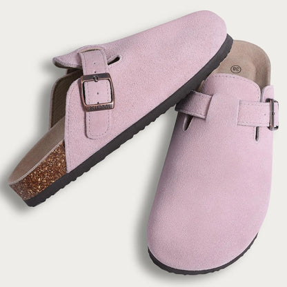 Litfun Women's Cork Suede Clog Mules with Arch Support