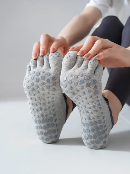 1 Pair Women's Anti Slip Five Toe Yoga Pilates Socks