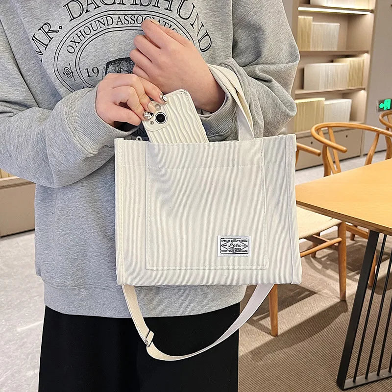 Women’s Corduroy Square Crossbody Tote Bag Travel Handbag
