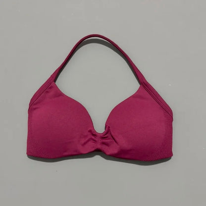 HISTELLO Women's High Support Strappy Halter Sports Bra
