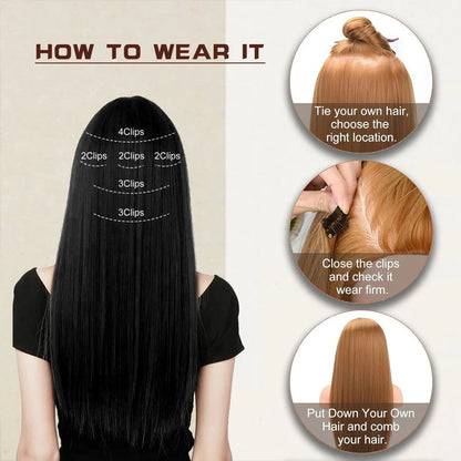 Women's 6 Piece 24 Inch Straight Clip In Hair Extensions