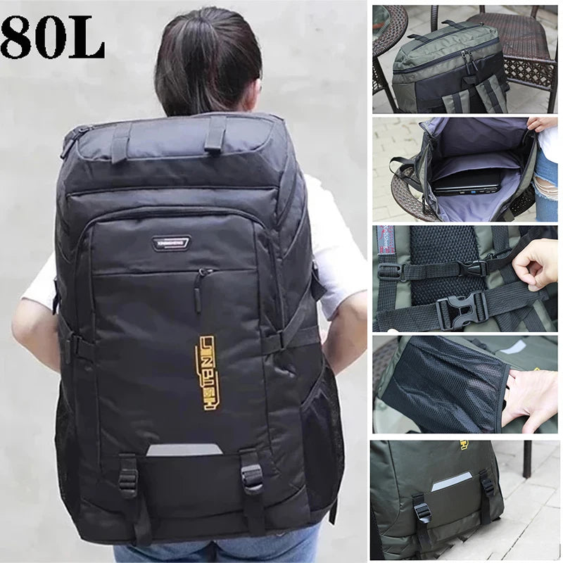 50L or 80L Large Capacity Hiking and Travel Backpack