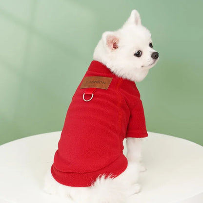 Warm Solid Color Dog Hoodie for Small Dogs & Cats Winter Pet Clothes