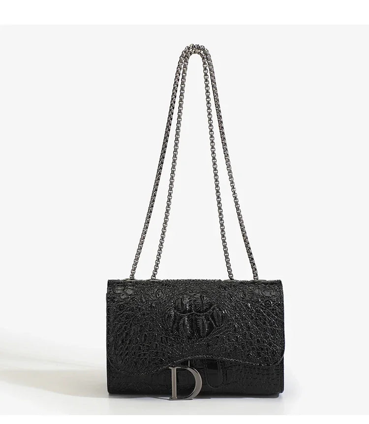 Women’s Croc Pattern Sequin Chain Crossbody Evening Bag