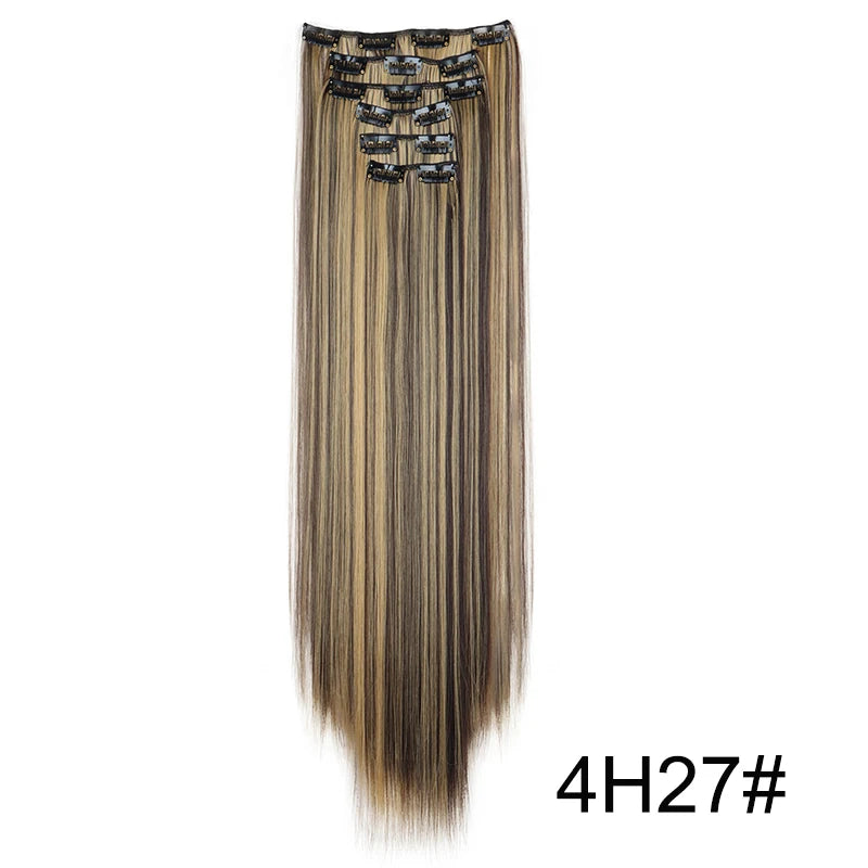 WIGSIN Women's 6 Piece Long Straight Clip In Hair Extensions