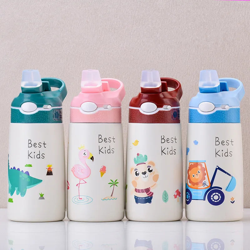 400ml Kids 316 Stainless Steel Thermos Bottle with Straw