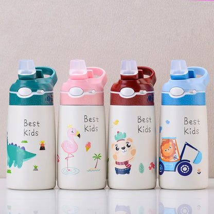 400ml Kids 316 Stainless Steel Thermos Bottle with Straw