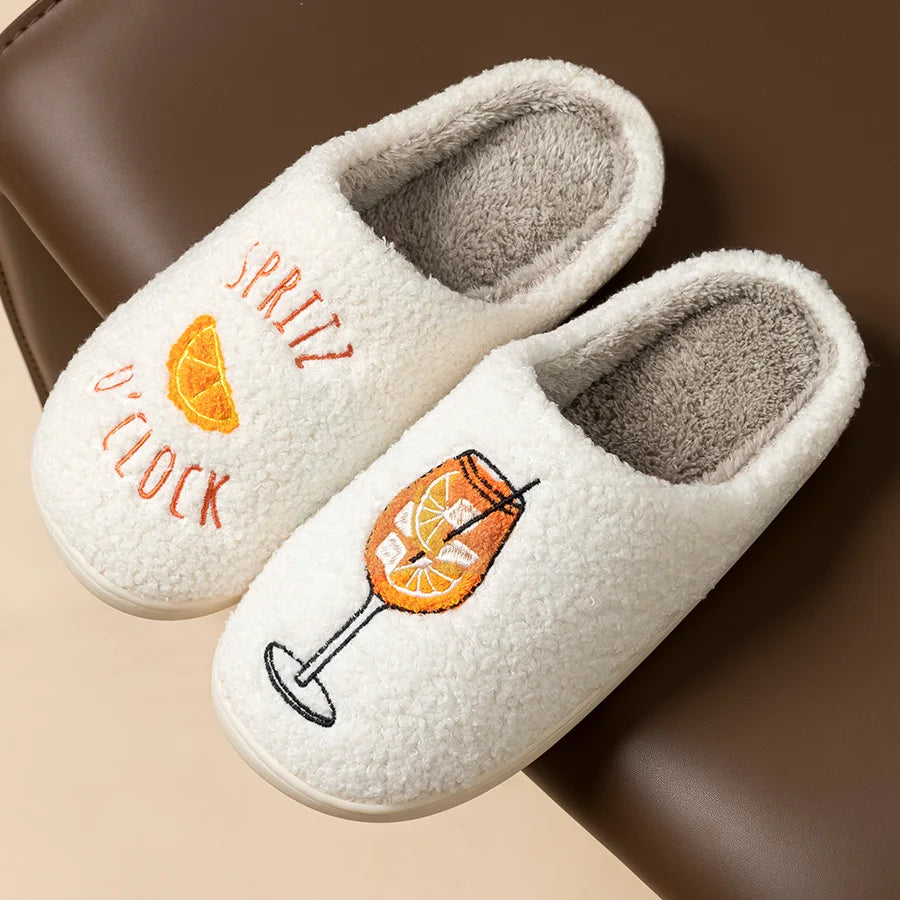 Aperol Spritz Fluffy Slippers for Women Party Gift