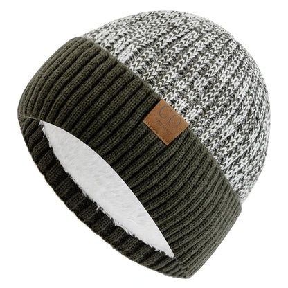 Unisex Two Tone Fur Lined Winter Beanie