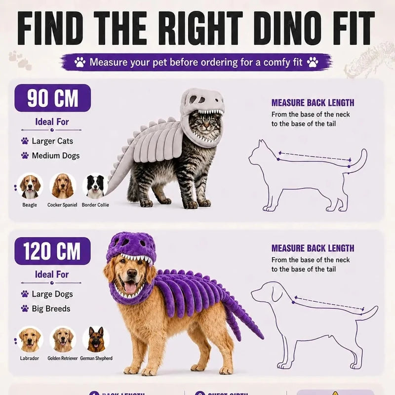 Dinosaur Skeleton Plush T-Rex Costume for Dogs & Cats Halloween Pet Outfit