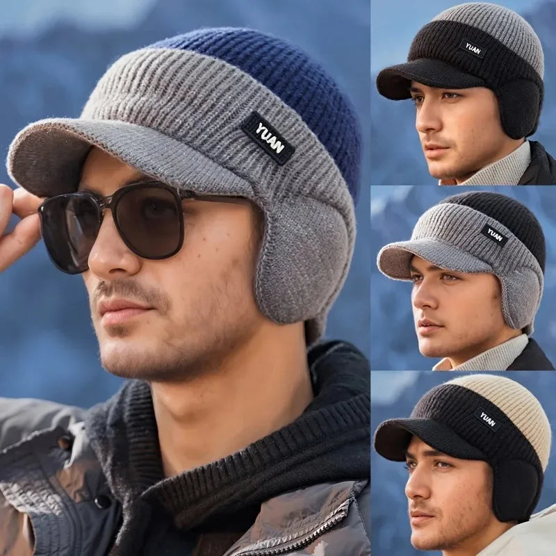 Unisex Dual Tone Knit Baseball Cap with Ear Protection