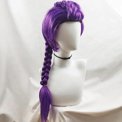 Purple Pink Long Braided Side Ponytail Cosplay Wig