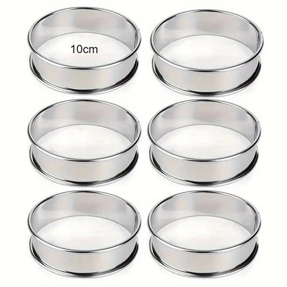 6 Piece Stainless Steel Perforated Tart Ring Set