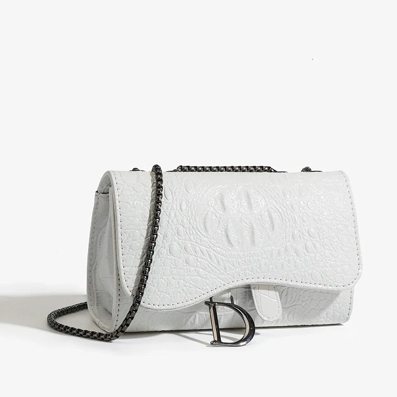 Women’s Croc Pattern Sequin Chain Crossbody Evening Bag