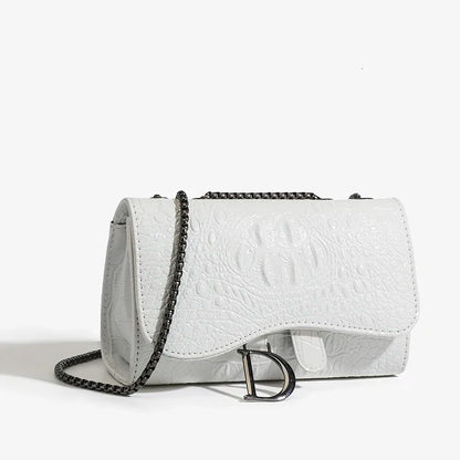 Women’s Croc Pattern Sequin Chain Crossbody Evening Bag