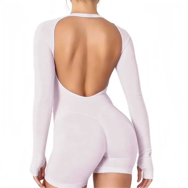 Women's Backless Long Sleeve Yoga Jumpsuit