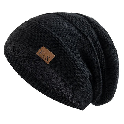 Unisex Faux Fur Lined Slouchy Winter Beanie