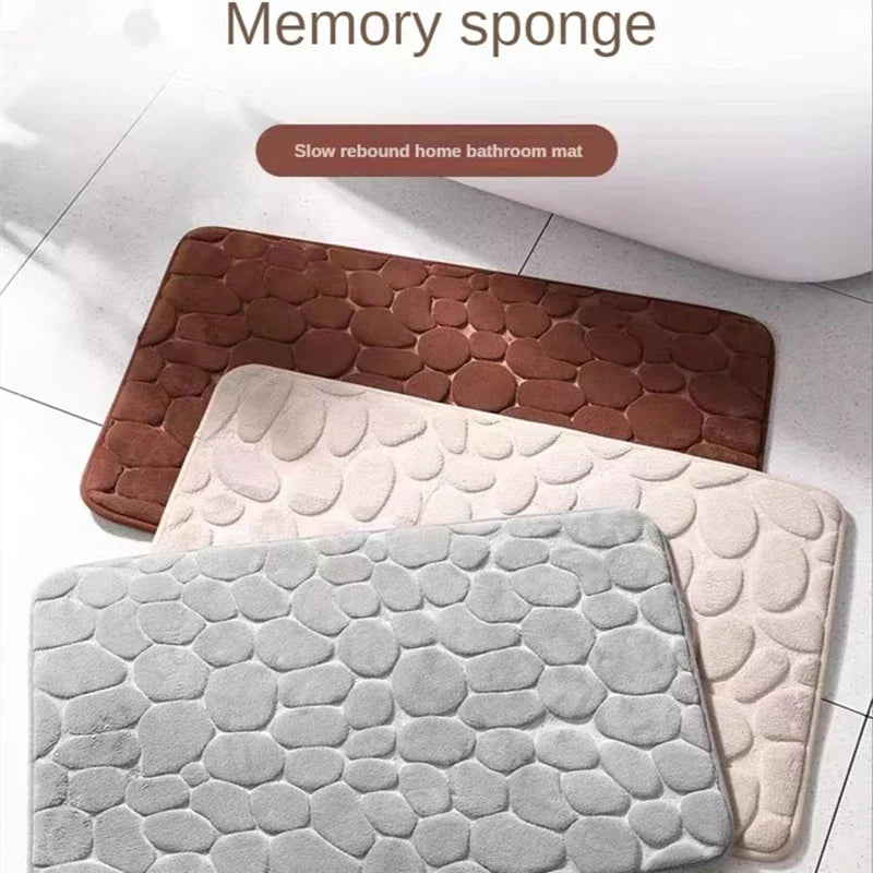 3D Cobblestone Non Slip Absorbent Bathroom Mat Quick Dry Doormat