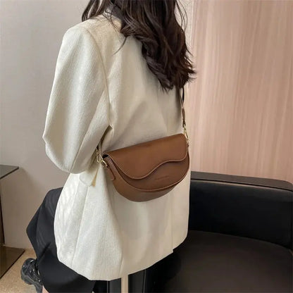 Women’s Vintage PU Leather Saddle Crossbody Shoulder Bag