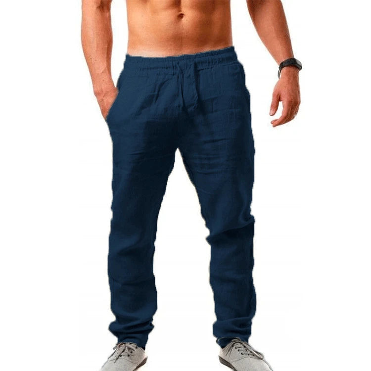 Men's Linen Cotton Wide Leg Casual Pants
