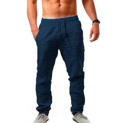Men's Linen Cotton Wide Leg Casual Pants