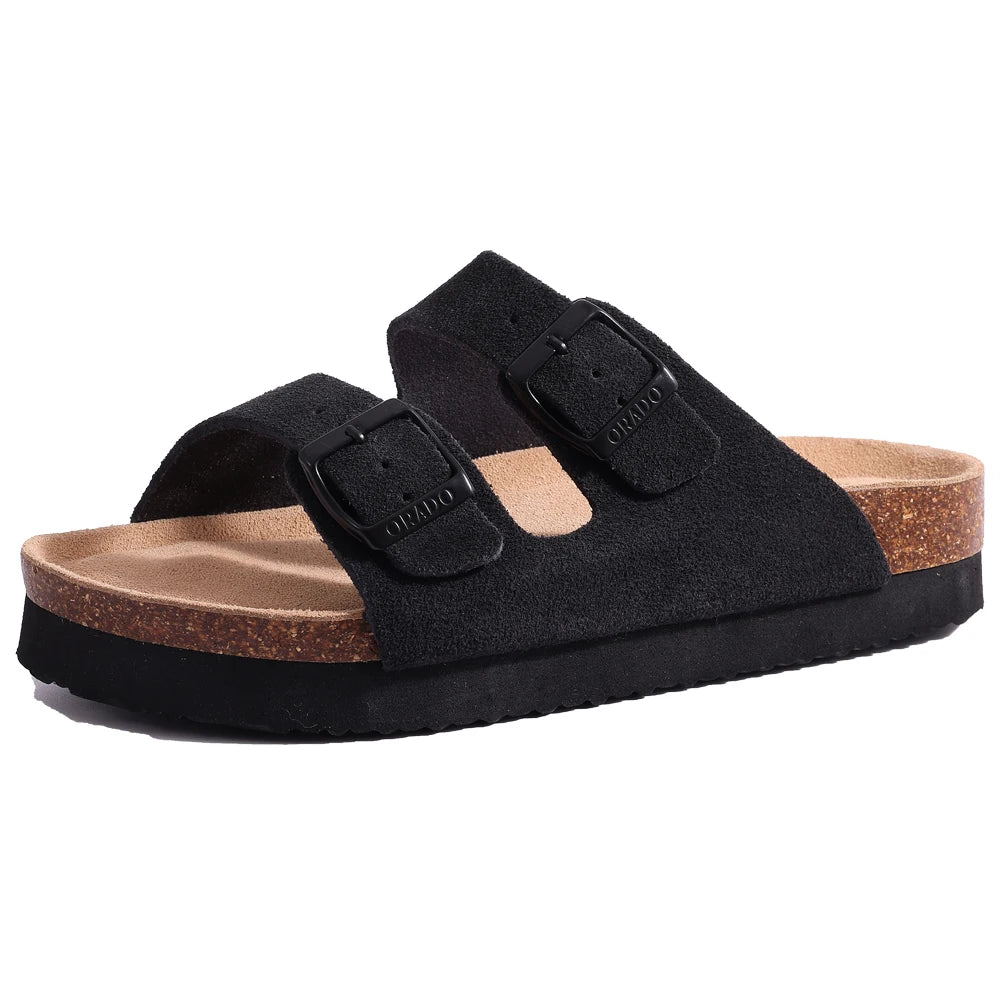 Litfun Women's Cork Suede Clog Mules with Arch Support
