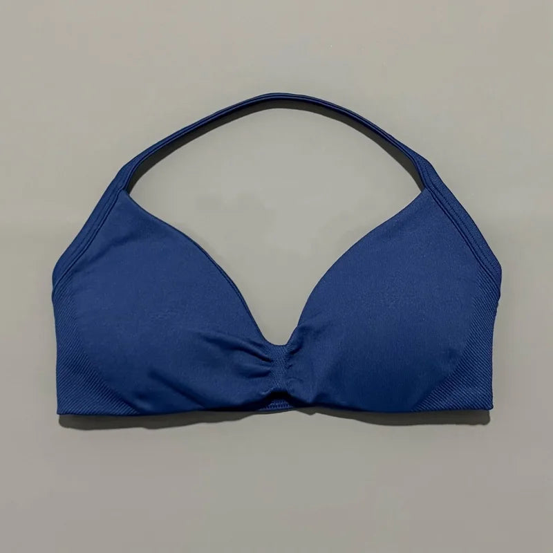 HISTELLO Women's High Support Strappy Halter Sports Bra