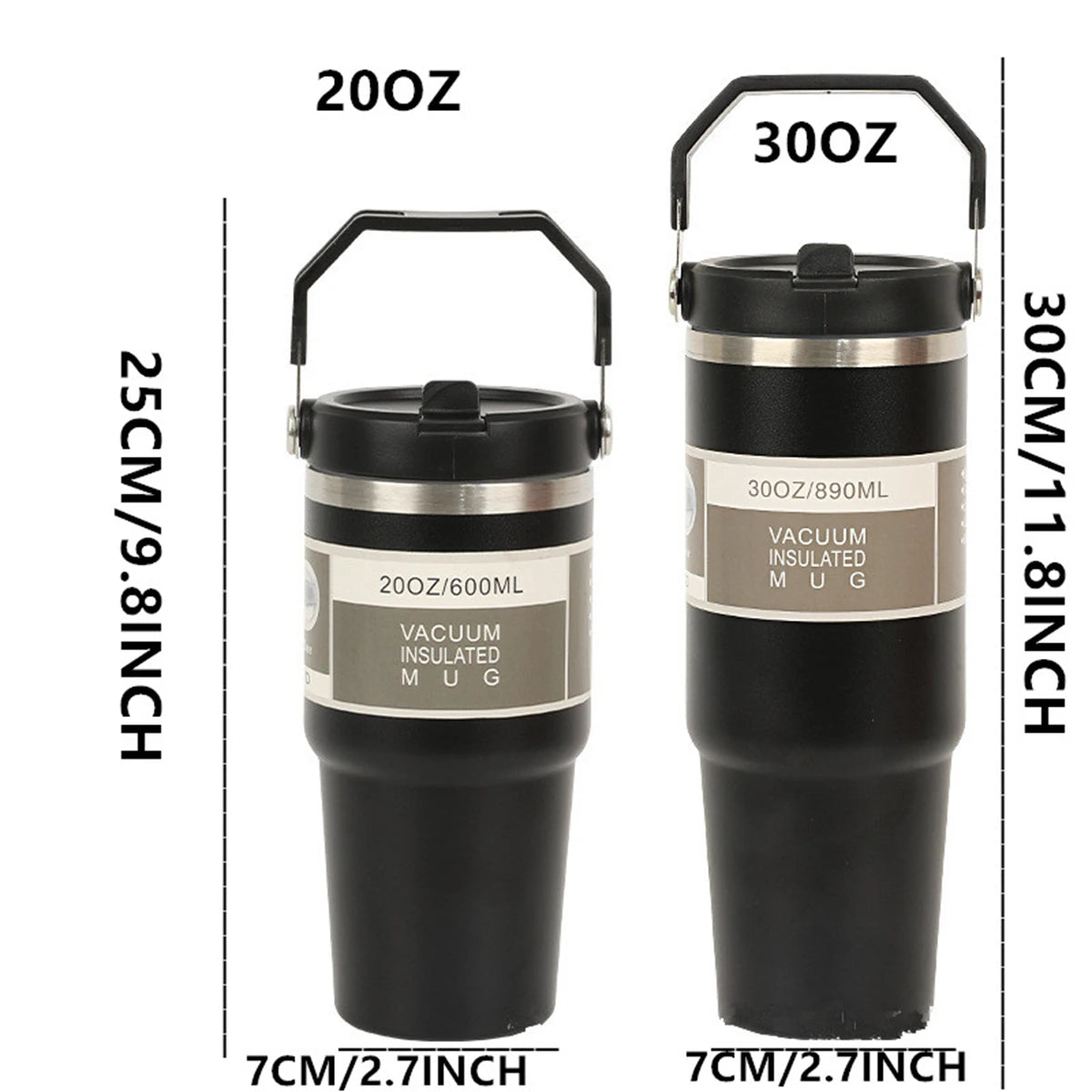 20 or 30 Oz Stainless Steel Insulated Tumbler with Handle