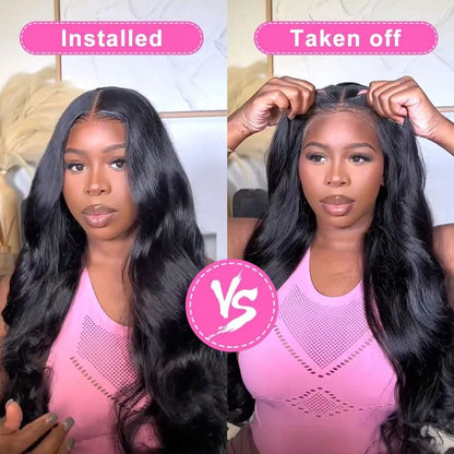 Women's 34 Inch 250% Density Body Wave HD Lace Front Human Hair Wig