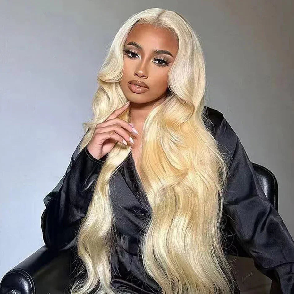 Women's 38 Inch 613 Blonde Body Wave HD Lace Front Human Hair Wig