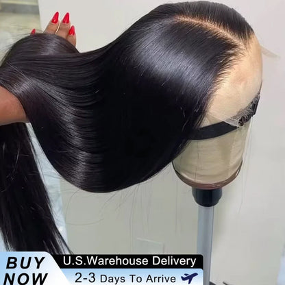 Women's 36 to 40 Inch Brazilian Bone Straight HD Lace Front Human Hair Wig