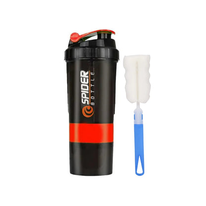 16 Oz Leak Proof Protein Shaker Bottle with Storage Cups