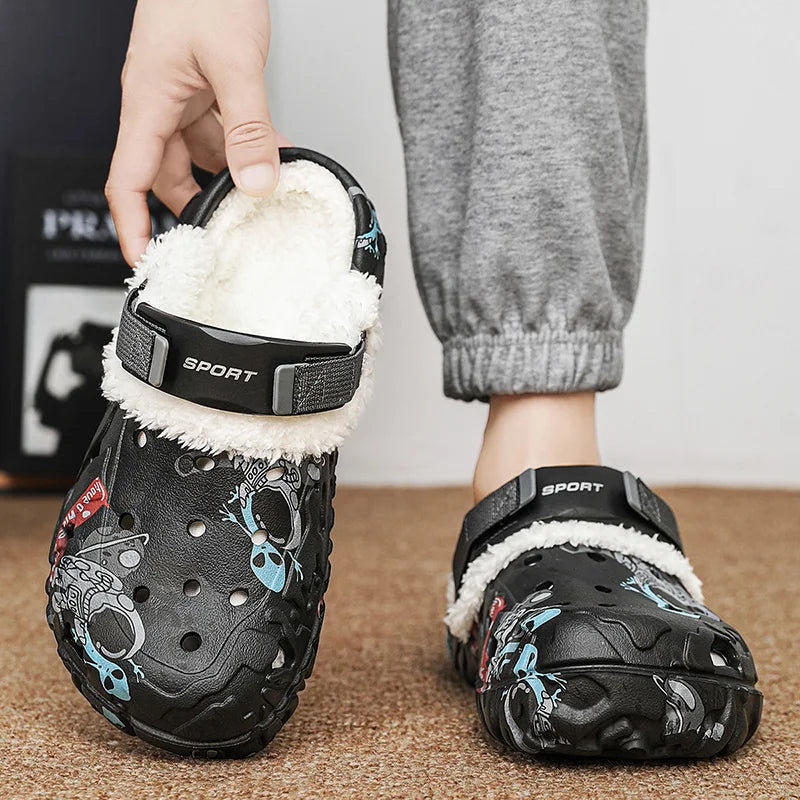 Warm Plush Fur Clogs Slippers for Men & Women Size 47