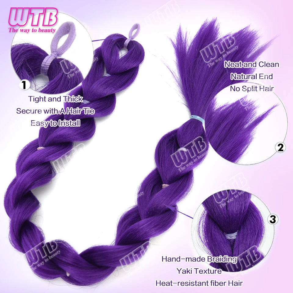 26 Inch Purple Braided Ponytail Hair Extension