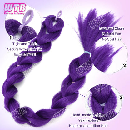 26 Inch Purple Braided Ponytail Hair Extension