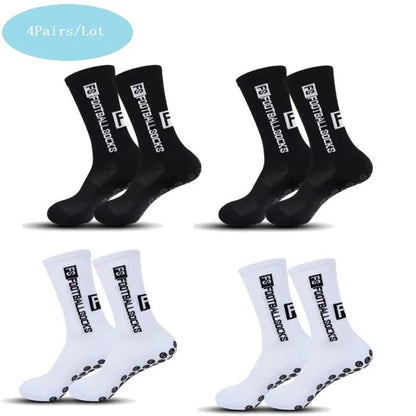 4 Pairs Men's Non Slip Grip Soccer Sports Socks